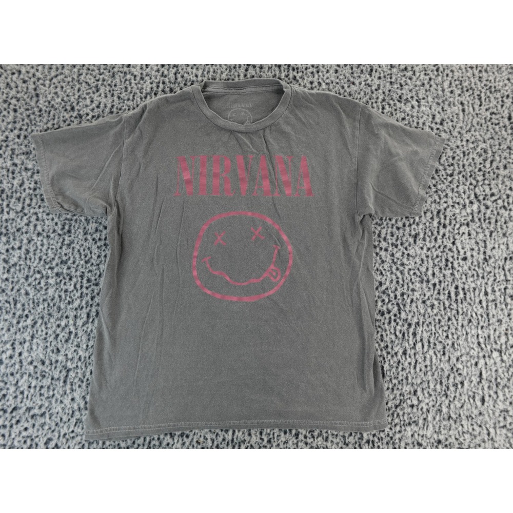 Kids Nirvana Smiley Face T Shirt‎ Gray Short Sleeve Graphic Tee